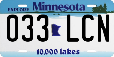 MN license plate 033LCN