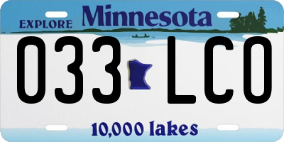 MN license plate 033LCO