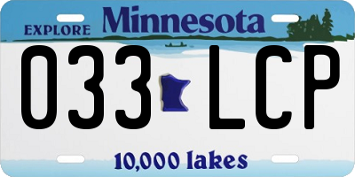 MN license plate 033LCP