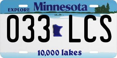 MN license plate 033LCS