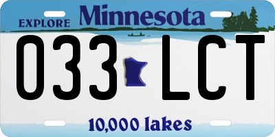 MN license plate 033LCT