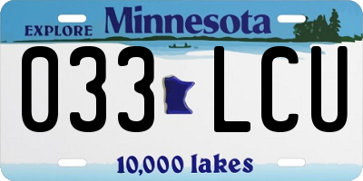 MN license plate 033LCU