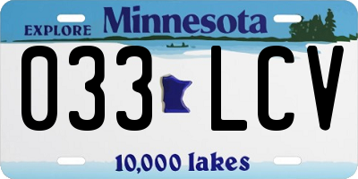MN license plate 033LCV