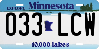MN license plate 033LCW