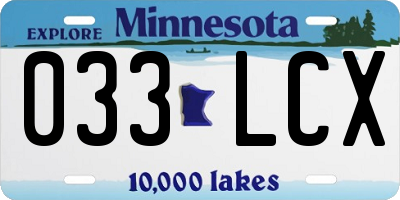 MN license plate 033LCX
