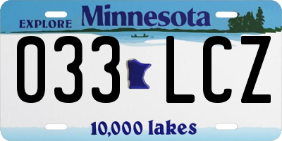 MN license plate 033LCZ