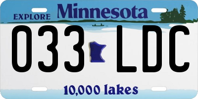 MN license plate 033LDC