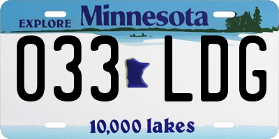 MN license plate 033LDG