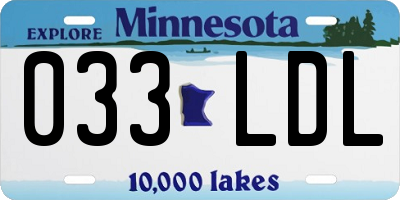 MN license plate 033LDL