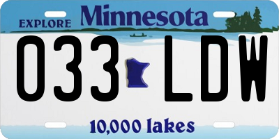 MN license plate 033LDW