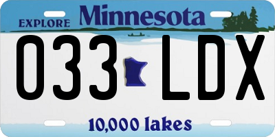MN license plate 033LDX