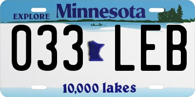 MN license plate 033LEB