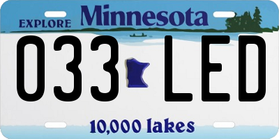 MN license plate 033LED