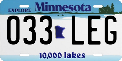 MN license plate 033LEG