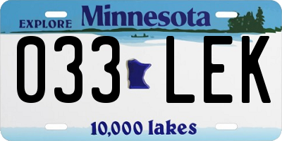 MN license plate 033LEK