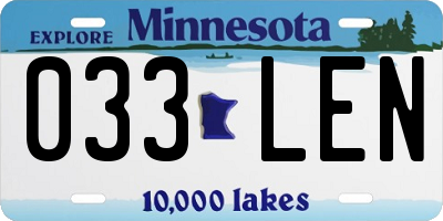 MN license plate 033LEN