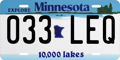 MN license plate 033LEQ