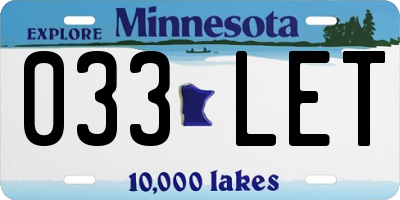 MN license plate 033LET