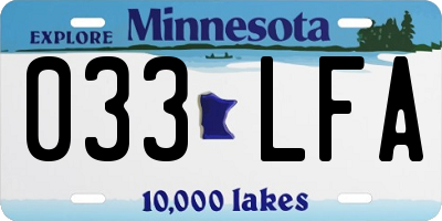 MN license plate 033LFA