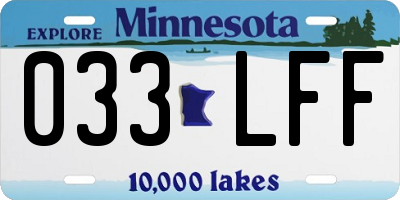 MN license plate 033LFF