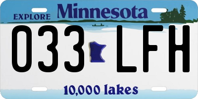 MN license plate 033LFH