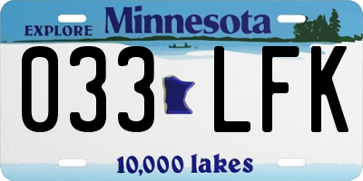 MN license plate 033LFK