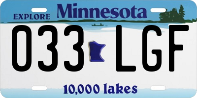 MN license plate 033LGF
