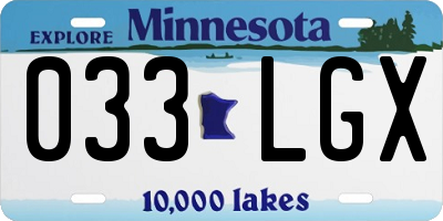MN license plate 033LGX
