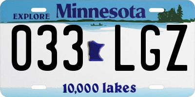 MN license plate 033LGZ