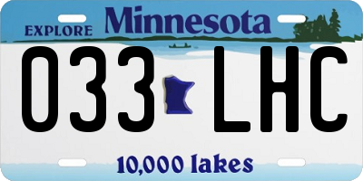 MN license plate 033LHC