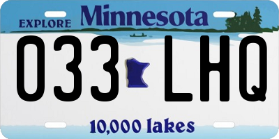 MN license plate 033LHQ