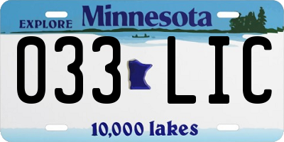 MN license plate 033LIC