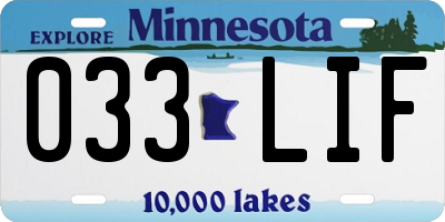 MN license plate 033LIF