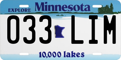 MN license plate 033LIM