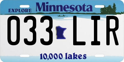 MN license plate 033LIR