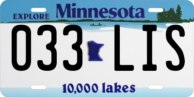 MN license plate 033LIS
