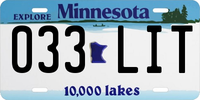 MN license plate 033LIT