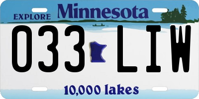 MN license plate 033LIW