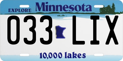 MN license plate 033LIX