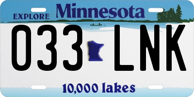 MN license plate 033LNK