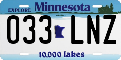 MN license plate 033LNZ
