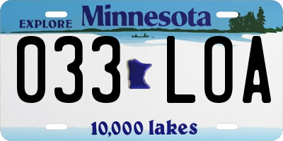 MN license plate 033LOA