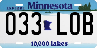 MN license plate 033LOB