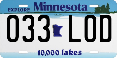 MN license plate 033LOD