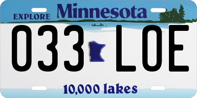 MN license plate 033LOE