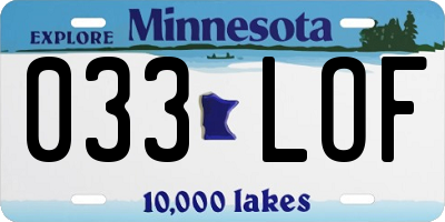 MN license plate 033LOF