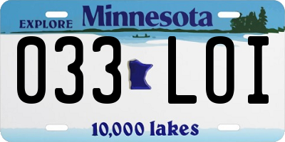 MN license plate 033LOI