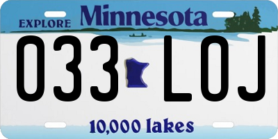 MN license plate 033LOJ