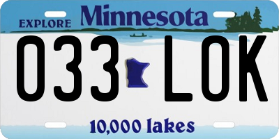 MN license plate 033LOK