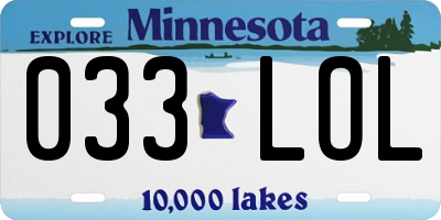 MN license plate 033LOL
